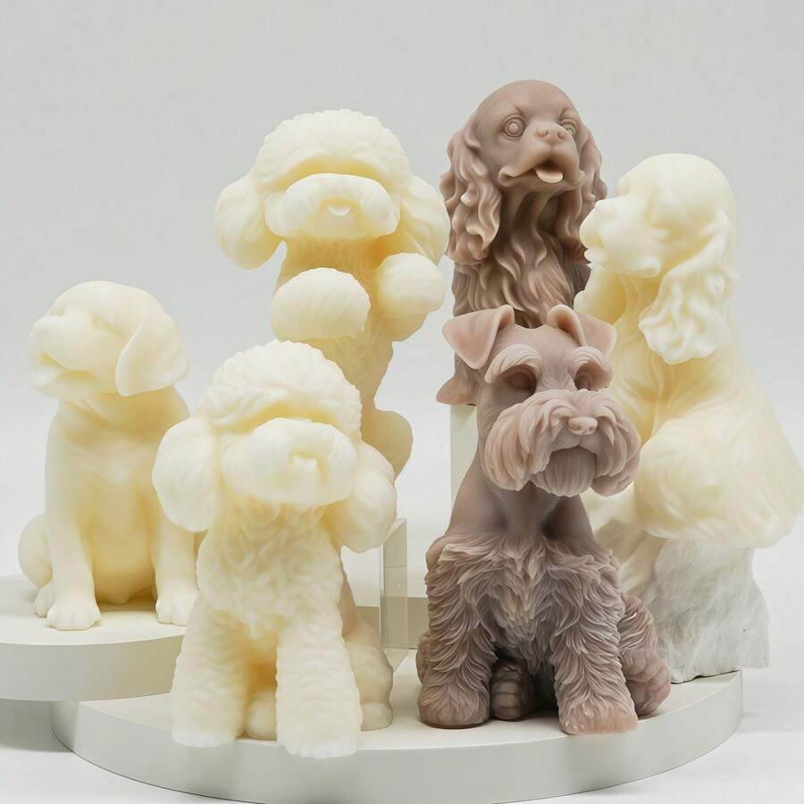 3D Golden Retriever, Teddy Dog Shaped Silicone Candle Mold, Poodle, Labrador Realistic Small Dog Aroma Diffuser Ornament Mold, Resin Crafts Fragrance Stone DIY Pet Handmade Gift Silicone Mold