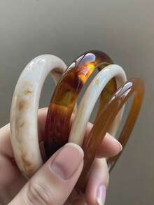 4pcs Elegant Retro Bangle Set - Fashionable Minimalist Design, Suitable For Daily Wear, Women's Fashion Jewelry, Acrylic Material, No Plating Or Inlay, Daily Use And Seasonal Parties. Exquisite Holiday Gift