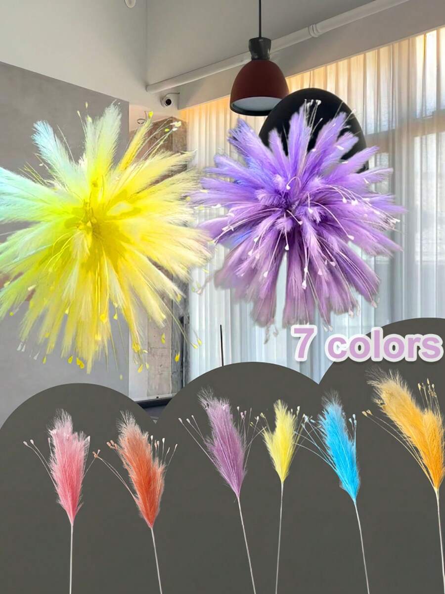 Żywa sztuczna trawa pawia – czerwona, niebieska i żółta, sztuczna dekoracja kwiatowa do wnętrz i na zewnątrz, idealna na spotkania domowe, dekoracja stołu i ogrodu, do użytku przez cały rok, dekoracja ogrodu | Żywa sztuczna trawa | Realistyczny wygląd rośliny, sztuczne kwiaty do ogrodu