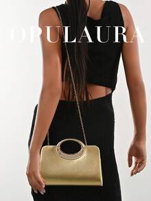OpulAura 女士时尚闪亮水晶水钻晚宴手拿包，闪亮奢华钻石镶嵌礼服手提包，适合晚会、派对、生日、婚礼，可作为生日礼物 - 金色 - 查看 8