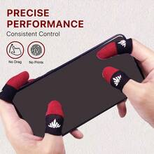 4/6 Nuevas mangas para dedos de juego con logo rojo y negro con caja de almacenamiento - Mangas protectoras para pulgares de fibra de carbono para juegos, guantes táctiles, diseño transpirable, mangas conductivas a prueba de sudor para dedos de juego, comodidad de 24 horas, mejoran el control y la precisión del jugador, adecuadas para mangas de dedos de juego móvil
