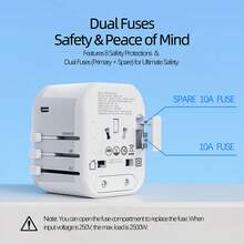 PHILIPS SPS1001A/93 Universal Travel Adapter, Supports 200+ Countries, Upgraded USB-C Fast Charging, Compact & Dual-Use - Japan A Type Plug(100V) - View 6