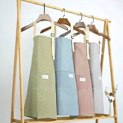 1/5pcs,Linen Apron,Striped Apron,Kitchen Household Adult Apron, Breathable Fashion Apron, Kitchen Suplies Anti-Grease Kitchen Cleaning Protective Apron With Adjustment Buckle