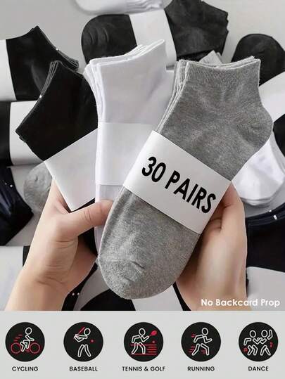 1/5/10/12/15/20/24/30 زوج من جوارب قصيرة منخفضة القطع متعددة الألوان للرجال والنساء في فصل الصيف، جوارب كاحل رقيقة وضحلة الفم، باللون الأسود والأبيض والرمادي، ناعمة وراحة وتنفس، بسيطة وكلاسيكية لموسم الربيع والصيف والخريف والشتاء للرياضة والجري والتنزه، هدية عيد الميلاد والعودة إلى المدرسة، جوارب أحادية اللون