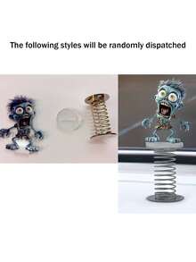 1pc Funny Zombie Flat Acrylic Spring Rocking Ornament, Car Interior Decor And Desktop Decoration - Multicolor - View 7