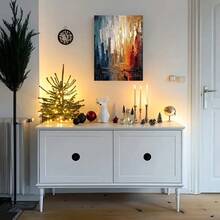1pc Large Modern Abstract Painting - Blue, Golden, Red,, White, Beige, Texture Canvas Wall Art - Wrapped Canvas Framed Poster - Living Room, Office Decor - Palette Knife Technique - Easy Hanging Hooks Included - Contemporary Home Decoration, 2D Flat, Room Decor, 2D Flat, Framed, Canvas Wrapped, Ready To Hang Decorative Painting, Poster, Mural, Wall Art Canvas Decoration Painting, 2D Flat, Framed, Canvas Wrapped, Ready To Hang Decorative Painting, Poster, Mural, Wall Art Canvas Decoration Painting - 香檳色 - 查看 5
