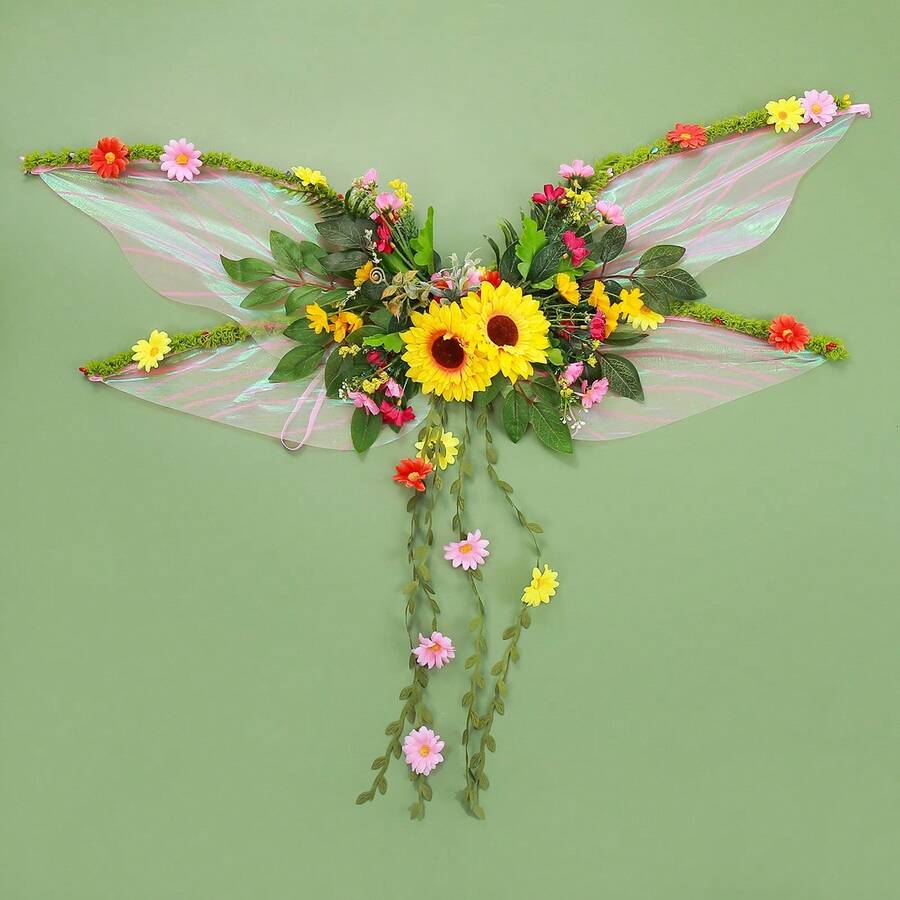 Butterfly Wing For Women, 3D Flower Fairy Sheer Wings Halloween Cosplay Supplies - Sunflower Pink - View 1