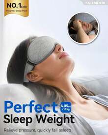 Weighted Eye Mask For Sleeping - Blackout Sleep Mask For Women Men, FACEMOON Lash Extension Eye Covers, Memory Foam, 3D Contoured, Airplane Travel Essentials, Blindfold For Meditation(Gray) - Black - View 5
