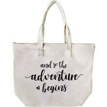 Bridal Shower Gifts Bride Bag Bride To Be Gifts Honeymoon Wedding Engagement Graduation Present And So Adventure Begins Tote With Zipper And Pocket Canvas - Adventure - View 6