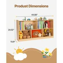 Montessori Bookshelf, 45 In Width Toy Storage Organizer, 5-Section Kids Display Storage Cabinet, Daycare Furniture, Kids Bookshelf For Bedroom, Nursery, Living Room, Entryway, Preschool, Brown - Grid Wooden 41-50inch Light Brown - 查看 2