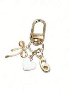 个性化心形吊坠,配有3D蝴蝶结、A-Z字母和礼品留言,心形钥匙扣,定制包包吊坠,包包挂钩,独特手机配件吊坠,包包装饰,简约蝴蝶结镶嵌钻石设计,适合女士钱包和手机配件,包包链吊坠 - 彩色 - 查看 30