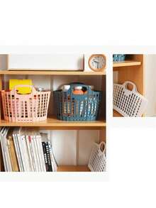 1/3个装，塑料可折叠收纳篮带手柄，适用于家庭浴室和洗衣房，多功能收纳，零食杂物收纳，适合家庭收纳，野餐外卖