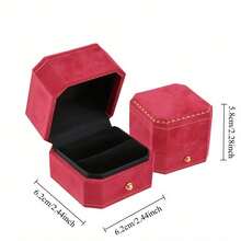 1pcs Elegant Velvet Red Ring Box, Wedding Ring Gift Box, Wedding Jewelry Box, Suitable For Valentine's Day, Wedding, Engagement, Proposal