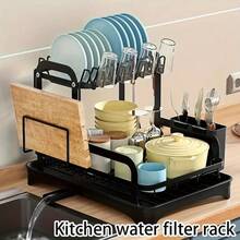 TAIMASI Adjustable Over-The-Sink Dish Drying Rack - Multifunctional Kitchen Organizer With Utensil Holder, Cutting Board Storage & Drain Basket | Space-Saving Counter Solution For: • Labor Day Kitchen Upgrades • Thanksgiving Hosting Prep • Christmas Gift For Home Chefs • New Year's Efficiency Goals - màu đen - Xem 10