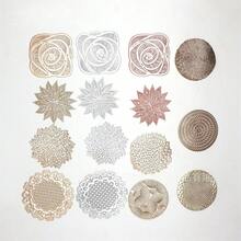 Juego de 4 piezas/8 piezas/12 piezas/16 piezas de manteles individuales y posavasos con diseño de espiga de trigo con lámina de oro, de PVC antideslizante y aislante térmico, adecuado para hoteles y restaurantes de comida occidental