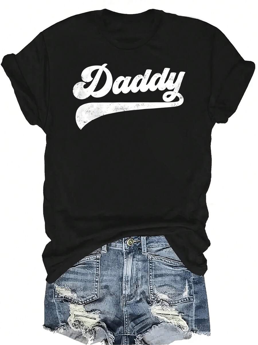 Camiseta para papá Unisex de verano, casual, transpirable, de cuello redondo, de manga corta, de estilo urbano y versátil, adecuada para adolescentes y adultos - Negro - Ver 1