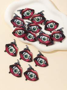 2/5pcs Halloween Mouth, Eyeball, Bat Acrylic Pendant DIY Jewelry Accessories For Necklace, Earrings