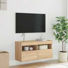 vidaXL TV Wall Unit With LED Lighting 80x30x40 Cm Sonoma Oak Color