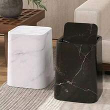 2025 New Marble Trash Can, Household Use For Living Room, Bathroom, Kitchen, Bedroom, Flip Cover Toilet Paper Holder, Hotel & Homestay, Luxury High Capacity Waste Bin - Multicolor - View 2