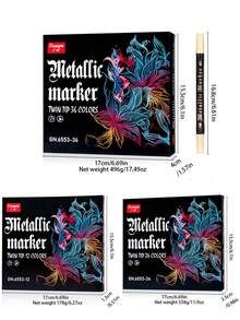 GUANGNA 36 Pennarelli per vernice acrilica brillante - Penne glitter metalliche per l'arte creativa su una varietà di superfici - Perfette per scrapbooking, pittura su rocce, ceramica, vetro, legno, tessuti, tela, tazze per uso artistico professionale