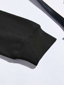 Men Letter Graphic Sweatshirt-Fall/Winter Casual Vintage Style Unisex Relaxed Fit Cotton Blend Long-Sleeve Crewneck Sweatshirt - màu đen - Xem 4