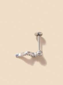 1pc Minimalist Copper Alloy & Cubic Zirconia Snake, Leaf, Crown Shaped Cartilage Earring, Suitable For Women's Daily, Work And Leisure Wear