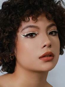 1pc 3D Silver Face Eyeliner Temporary Tattoo Sticker - 銀色 - 查看 4