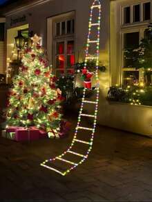 1pc Christmas Santa Claus LED Stair Light - 3 Meters Long 12-Level Multi-Color Stair Decor, Multicolor Lighting, USB Powered, 8 Flashing Modes, Durable Plastic Indoor/Outdoor Holiday Party Decor, No Battery Needed, Suitable For Home, Garden, Window And Party