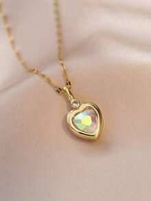 1pc Fashionable Minimalist 18K Gold Plated Heart Pendant Necklace, Elegant Vintage Style Jewelry Gift For Women, Delicate Gold Necklace