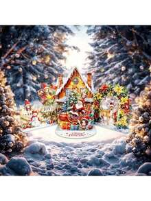 1 szt. świąteczna, wyskakująca kartka z życzeniami, zaprojektowana dla Świętego Mikołaja i elfów – motyw "Święty Mikołaj daje prezenty", w zestawie koperty – odpowiednia na świąteczne świętowanie, świąteczna kartka z życzeniami | Optymistyczny motyw świąteczny | Kolorowe ilustracje, świąteczna kartka z życzeniami, wystrój domu, dekoracje świąteczne, wystrój pokoju, zima