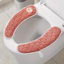 1 Pair Toilet Seat Covers With Hexagon Pattern - Soft Cushioned Non-Slip Bathroom Pads, Washable All-Season Comfort For Home Toilet Seat Protection, Hygiene Enhancement, Playful Design, Secure Fit For Elderly, Kids, Adults, Waterproof, Durable, Modern, Decorative, Spill-Proof, Easy To Clean, Non-Adhesive Grips, Toilet Seat Liner, Bath Mat