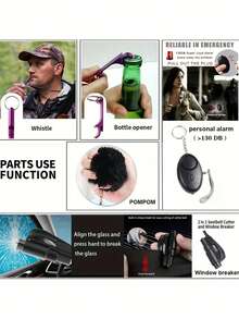 9pcs Women's Self-Defense Keychain Set, Safety Keychain With Personal Alarm, Knife Keychain Accessories, Birthday Gift For Mom, Ladies, Girls, Casual, Halloween, Car Accessories, Bag Decor Halloween Accessories Teachers Day Bag Accessories Lanyards With Id Holder Car Accessories Bag Charms