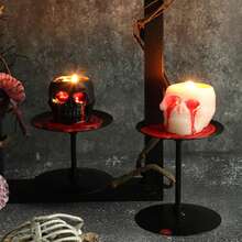 Velas de Halloween, Velas de calavera sangrante y fantasma de 2.5 pulgadas (negro y blanco), Decoraciones de esqueleto, Velas con sangre goteando para decoración gótica de Halloween para fiestas espeluznantes