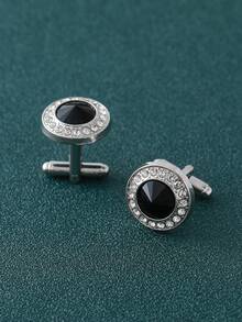 新款欧美风格水钻圆形袖扣，适合婚礼、音乐节、派对、订婚、日常穿着、礼物、生日 - 鑲鑽袖扣 - 查看 3