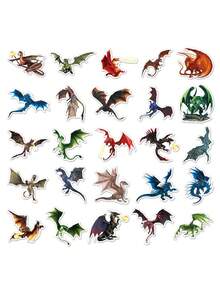 50pcs Dragon Animal Cartoon Series Phone Case Graffiti Stickers For Laptop Helmet Skateboard, Waterproof DIY Creative Stickers - Multicolor - View 8