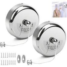 RONSXY 2Pcs Tendederos Retractiles Ajustables al Interior y Exterior con Cuerda de 2.8Metros, Tendederos de Pared de Acero Inoxidable 304 Resistente para Organizar y Colgar Ropa - 1 - Ver 10