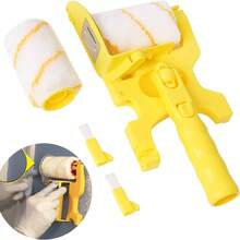 5pcs Paint Roller Set With Edging Tool - Clean-Cut Design, Extra Replacement Rollers For Indoor & Outdoor Painting On Walls And Ceilings, Yellow, Durable Plastic, Ideal For Home And Professional Use, Painting Accessories|CleanCut Design|Durable Plastic Rollers, Paint Roller Set
