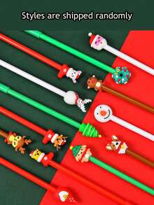 20pcs/Set Christmas Themed Ballpoint Pen Set, With Cute Christmas Tree, Santa Claus And Reindeer Patterns Printed On The Pen Body. Perfect For Party Favors, Gathering Gifts Or Birthday Presents. - Multicolor - View 12