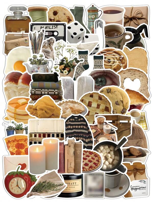 1 paquete de pegatinas de dibujos animados retro, adecuadas para scrapbooks y decoraciones DIY, material adhesivo multifuncional, adecuadas para equipaje, fundas de teléfono, etc. Vuelta al colegio [paquete aleatorio]