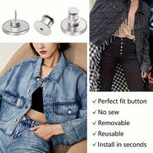 12pcs Removable Denim Jeans Buttons, Quick Snap Pants Buttons Clips, Stretchable Jeans Buttons No Sewing Closure, Perfect Fit For Waist Reduction, Suitable For Pants, Jackets, Coats - Durable Metal Structure - Multicolor - View 8