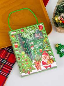 1 Set Of 6 Christmas Series Stationery Gift Box Set, High-Quality Hand-Held Stationery Set With Santa Claus & Reindeer Pattern Holiday Design, Perfect Christmas Gift For Students