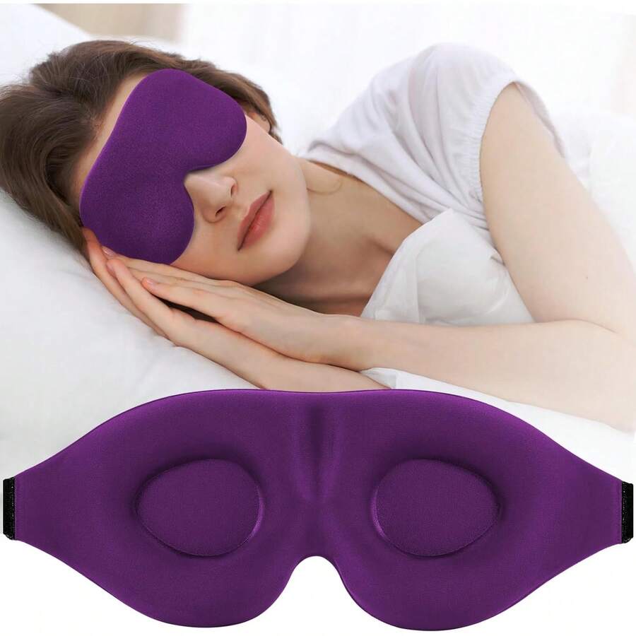 ZGGCD Sleep Mask For Side Sleeper, Light Blocking Sleeping Eye Mask For Women Men, 3D Contoured Cup Night Blindfold, Luxury Eye Cover Eyeshade With Adjustable Strap For Travel, Nap, Purple - 藍色 - 查看 1