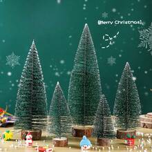 5pcs/Set Mini Christmas Tree Desktop Decor, DIY Pine Needle Christmas Tree With Snow, Christmas Desktop Tree, Christmas Home Decoration Christmas Decorations Room Decor Winter