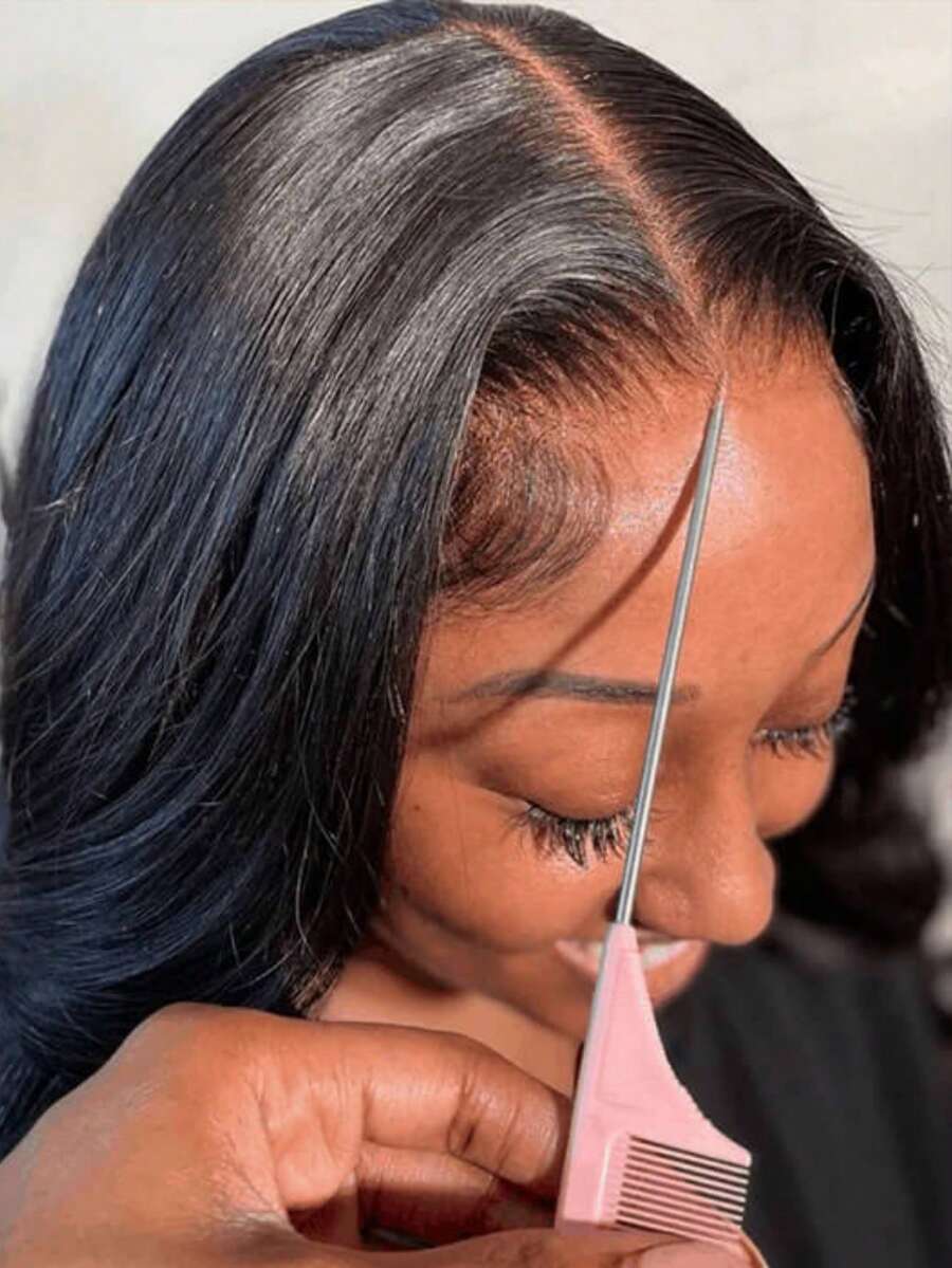 NARNI 30 Inch 250% Density Pre Cut No Glue 5*5 HD Bone Straight Glueless Wig Human Hair Put On And Go Pre Plucked Pre Cut With Baby Hair 5*5 Ready To Wear Brazilian Lace Human Hair Wigs For Women Natural Color - Natural Black - 查看 1