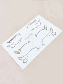 1pc 3D Silver Face Eyeliner Temporary Tattoo Sticker - 銀色 - 查看 5