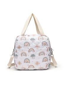 Tas Tote Bahu Mommy Gaya Baru 2024, Portabel, Chic, Ultra Ringan, Lucu, Bordir Versi Korea untuk Ibu Muda - Pelangi - View 4