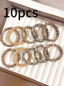 5条高弹力豹纹发圈，女士复古发绳马尾辫发饰发圈马尾辫发绳，橡皮筋，动物纹头饰 - 多色 - 查看 15