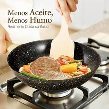 Sartenes Antiadherentes, Sartenes de Ceramica Libre de Tóxicos, Sartén con Mango Antiquemaduras de Cocina y Revestimiento Antiadherente - Negro - Ver 10