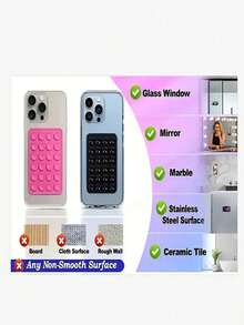 1pc Thick Silicone Dual-Sided 24 Suction Cup Washable Non-Slip Mobile Phone Holder Stand