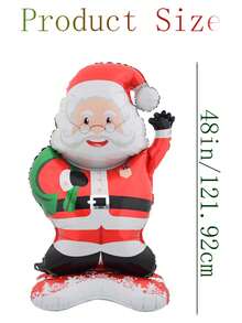 Joivida 1 个巨型 47 英寸圣诞老人派对气球 - 重型立式装饰（红色和绿色、圣诞服装、工作坊背景） - 易于安装，适合圣诞节、生日、活动 - 室内/室外装饰、节日场合、节日设计、耐用铝箔材料、可重复使用、家庭庆祝装饰圣诞气球 - 彩色 - 查看 7